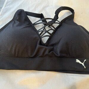 PUMA  Women's Seamless Racerback Strappy Sports Bra, Black  Size Large    NWOT